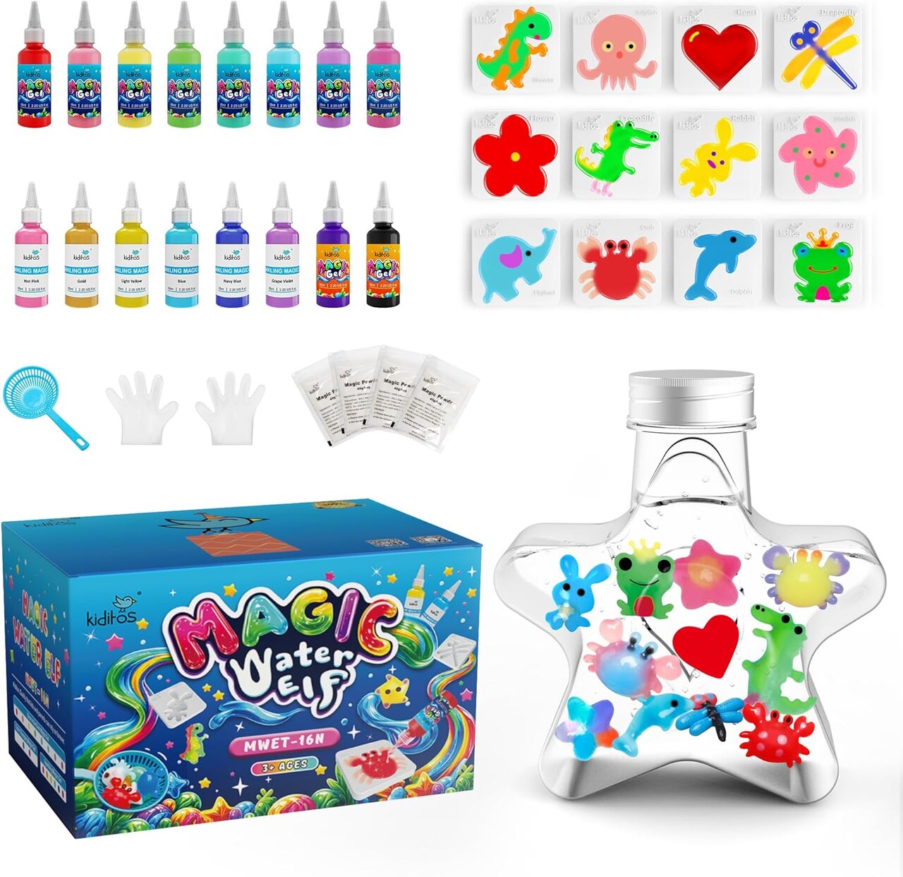 Magic Water Elf Toy Kit, Aqua Fairy Water Gel Kit-16 Magic Gels
